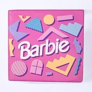 Vintage Pink Barbie Iconic Logo Confetti Large Refrigerator Magnet
